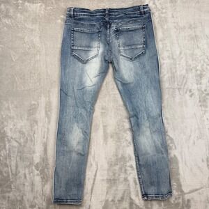Kilogram Mens 38 Distressed Skinny Jeans Blue Denim Side Stripe Racing Red White